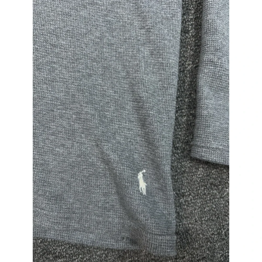 Polo Ralph Lauren Waffle Knit Hoodie Men's Medium Gray Pony Drawstrings‎ Thermal